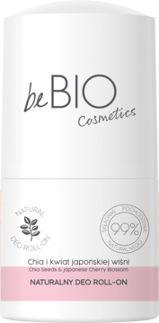 BEBIO COSMETICS ,dezodorant w kulce, naturalny, Chia i Kwiat japońskiej wiśni,przód