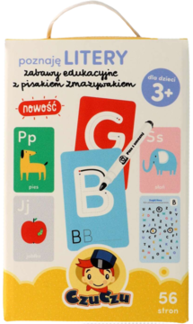 CZUCZU ,zabawy edukacyjne z pisakiem zmazywakiem, Poznaję Litery, 3+,przód