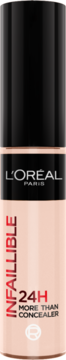 L'Oréal Infaillible 24H More Than Concealer, beżowy, pełne krycie, butelka z czarną nakrętką, widok z przodu.