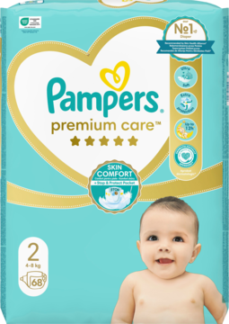 PAMPERS Premium Care ,pieluchy 2, 4-8 kg,przód