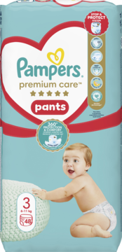 PAMPERS Premium Care ,pieluchomajtki, 3, 6-11 kg,przód