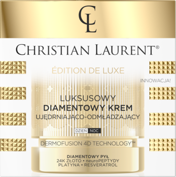 Christian Laurent Luksusowy Diamentowy Krem na dzień/noc, z pyłem diamentowym i złotem, złote opakowanie.