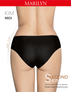 MARILYN Kim Second Skin,figi damskie, cięte laserowo, midi, Black, rozm. M,przód