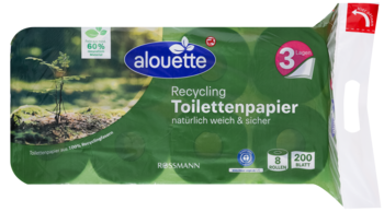 ALOUETTE Recycling ,papier toaletowy z recyklingu, 3-warstwowy,przód