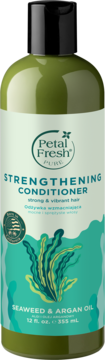 Odżywka Petal Fresh Strengthening Conditioner z algami i olejem arganowym, zielona butelka, widok z przodu.