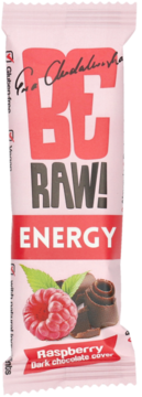 BERAW! EWA CHODAKOWSKA,baton energetyczny, maliny, orzechy włoskie, gorzka czekolada, truskawki,przód