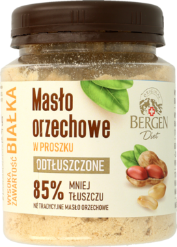 BERGEN ,masło orzechowe w proszku, odtłuszczone,przód