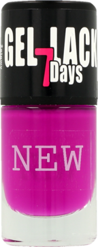 Magenta lakier do paznokci Ados Gel Lack 7 Days, widok z przodu, z napisem 'NEW' i 'GEL LACK'.