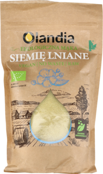 OLANDIA ,siemię lniane mielone, mąka ekologiczna,przód