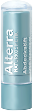 Jasnoniebieski korektor w sztyfcie Alterra, NATURKOSMETIK, odcień medium. Widok frontalny kosmetyku.