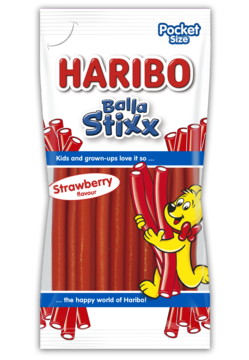 HARIBO Balla Stixx ,żelki o smaku Truskawkowym,przód
