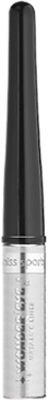 Metaliczny eyeliner Wonder'Eye Metallic w cylindrycznej srebrnej butelce z czarną nakrętką, widok z przodu.