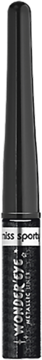 Czarny eyeliner Miss Sporty Wonder'Eye Metallic, pionowy widok z przodu, białe napisy, połyskujące wykończenie.