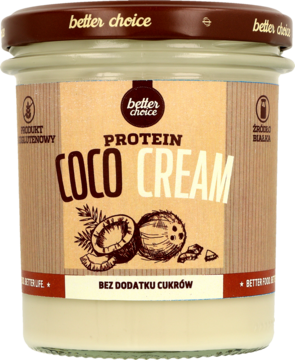 BETTER CHOICE ,proteinowy krem do smarowania z wiórkami kokosowymi,przód