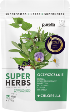 PURELLA SUPERFOODS Super Herbs Oczyszczanie,mieszanka ziół do zaparzania, suplement diety,przód