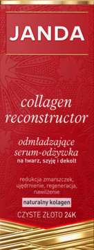 Janda Collagen Reconstructor, czerwone serum z 24K złotem i kolagenem, widok z przodu.
