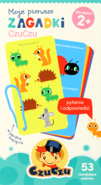 Moje pierwsze zagadki CzuCzu, książeczka edukacyjna dla dzieci 2+ z 53 zabawami i kartami ze zwierzętami.
