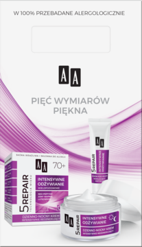 AA ,dzienno-nocny krem 70+ 50ml, krem pod oczy 70+ 15 ml,przód