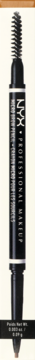 NYX Micro Brow Pencil, czarny, mechaniczny ołówek do brwi ze szczoteczką, pionowy widok z przodu.