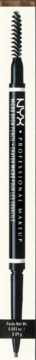 Mechaniczny ołówek do brwi NYX Professional Makeup Micro Brow Pencil, czarny, widok z przodu, ze szczoteczką.