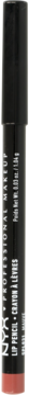 NYX Professional Makeup Slim Lip Pencil, czarny z koralową końcówką, widoczny z przodu z białym pionowym tekstem.
