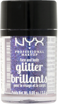 NYX PROFESSIONAL MAKEUP Glitter Brillants ,brokat do twarzy i ciała, nr 11 Violet,przód