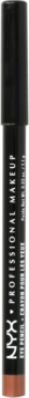 Pionowe zbliżenie na czarną kredkę NYX Professional Makeup Slim Eye Pencil z brązową końcówką.