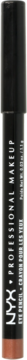 Pionowe zbliżenie na czarną kredkę NYX Professional Makeup Slim Eye Pencil z brązową końcówką.