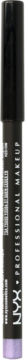 NYX Professional Makeup Slim Eye Pencil w fioletowym odcieniu, pionowo, z ciemnoszarym korpusem, kremowy.