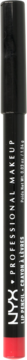 NYX Professional Makeup Slim Lip Pencil, czarna z czerwoną końcówką, widok z przodu, pionowo.