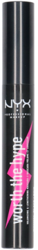 Czarny tusz do rzęs NYX Professional Makeup Worth The Hype Mascara, pionowo, z logo i różową błyskawicą.