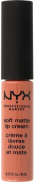 NYX Professional Makeup Soft Matte Lip Cream, brzoskwiniowo-beżowa matowa pomadka w płynie, widok z przodu.