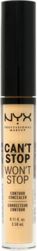 NYX Professional Makeup Can't Stop Won't Stop korektor do konturowania w beżowej butelce, widok z przodu.