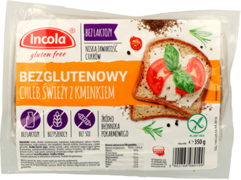 INCOLA ,bezglutenowy chleb świeży z kminkiem,przód