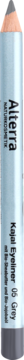 Alterra Kajal Eyeliner w odcieniu Grey. Pionowe ujęcie srebrno-niebieskiej kredki z widocznym tekstem.