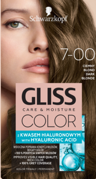 SCHWARZKOPF GLISS COLOR Care & Moisture ,farba do włosów, trwała, nr 7-00 Ciemny Blond,przód