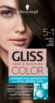SCHWARZKOPF GLISS COLOR Care & Moisture ,farba do włosów, trwała, nr 5-1 Chłodny Brąz,przód