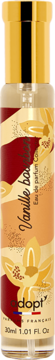 Adopt' Vanille Bourbon woda perfumowana 30ml, butelka ze złotą zakrętką i etykietą w waniliowe wzory.