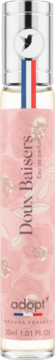 Adopt' Doux Baisers woda perfumowana dla kobiet, butelka z różową etykietą w kwiaty, francuskie barwy.