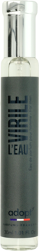 Adopt’ L'eau Virile, 30ml męska woda perfumowana w szklanej butelce z ciemnoszarą etykietą, widok z przodu.