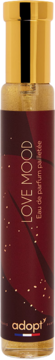 Adopt' Love Mood woda perfumowana w podłużnej bordowej butelce ze złotymi elementami, napis Love Mood pionowo.