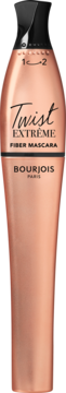 Bourjois Twist Extrême Fiber Mascara w miedzianej butelce z czarną nakrętką, widok z przodu. Napis 1<=>2.