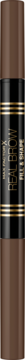 Max Factor Real Brow Fill and Shape kredka 002 Soft Brown w brązowej tubce z czarno-złotą etykietą, widok z przodu.