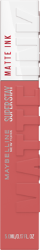 Maybelline Super Stay Matte Ink, matowa szminka w podłużnym opakowaniu w odcieniu różowo-czerwonym, widok z przodu.