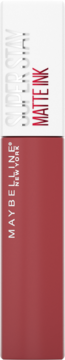Maybelline Super Stay Matte Ink, matowa długotrwała szminka w odcieniu przydymionego różu, widok z przodu.