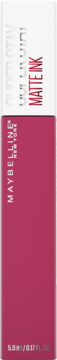 Maybelline SuperStay Matte Ink, intensywnie różowa płynna szminka, pionowy widok z przodu opakowania.