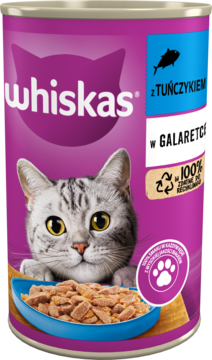 WHISKAS ,karma pełnoporcjowa mokra dla dorosłych kotów, z tuńczykiem w galaretce,przód