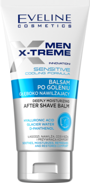 Eveline X-TREME MEN Sensitive nawilżający balsam po goleniu w białej tubce, widok z przodu.
