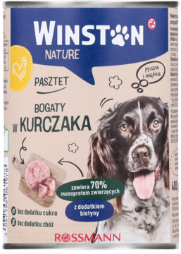 WINSTON Nature ,karma pełnoporcjowa mokra dla dorosłych psów, pasztet z kurczakiem,przód