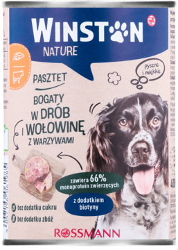 WINSTON Nature ,karma pełnoporcjowa mokra dla dorosłych psów, z drobiem i wołowiną,przód